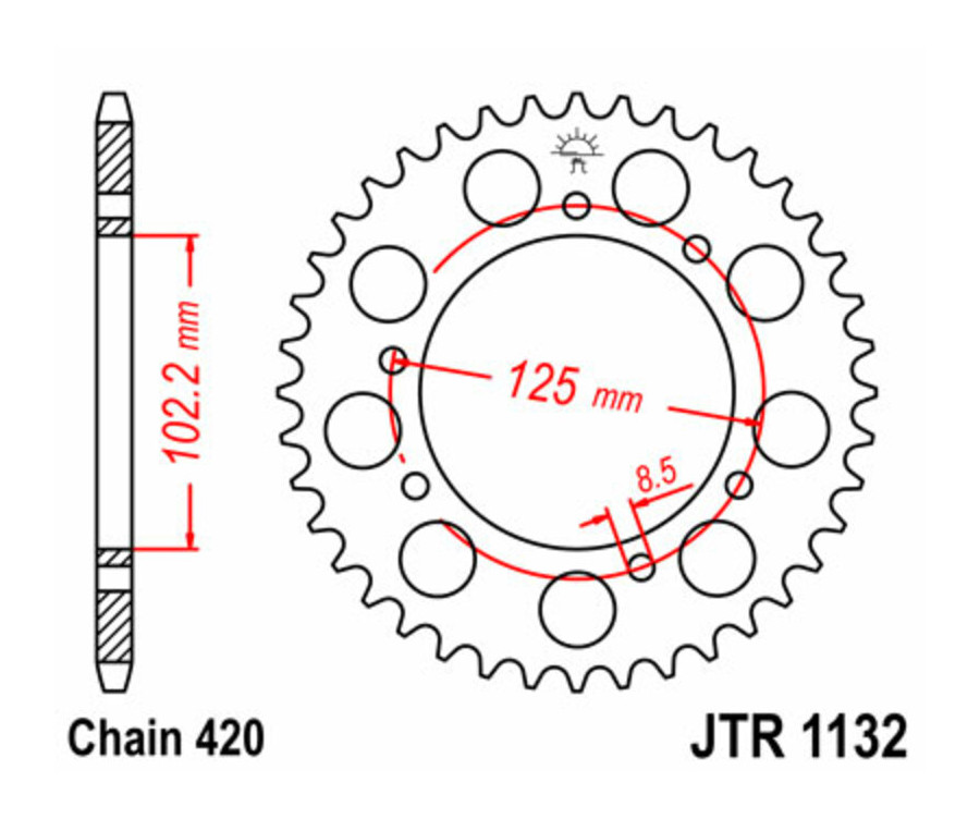 Couronne JT SPROCKETS acier standard 1132 - 420