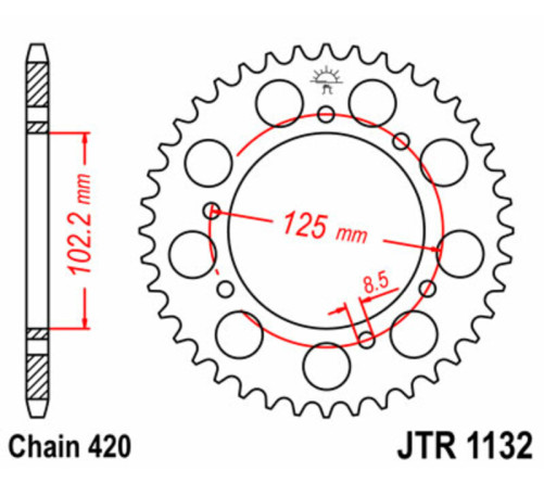 Couronne JT SPROCKETS acier standard 1132 - 420 - 1074877002