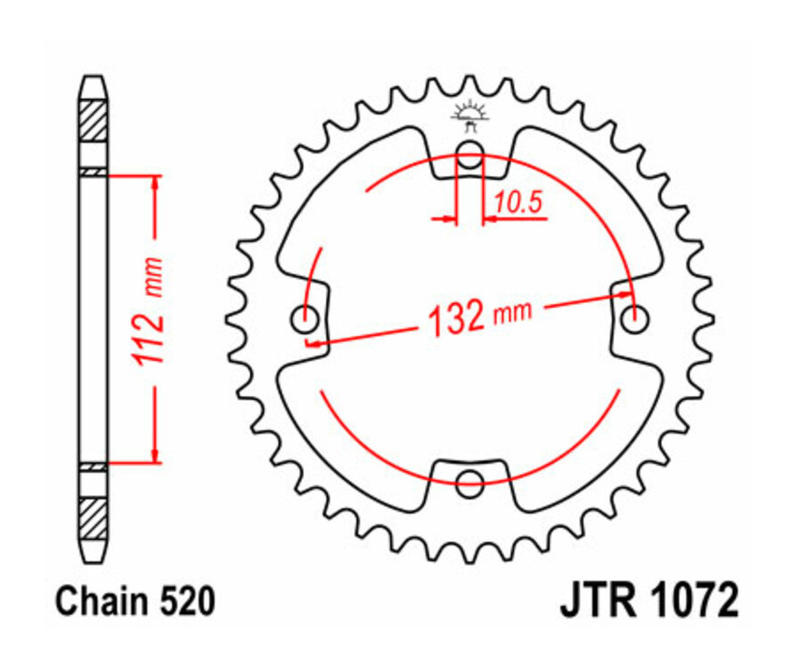 Couronne JT SPROCKETS acier standard 1072 - 520