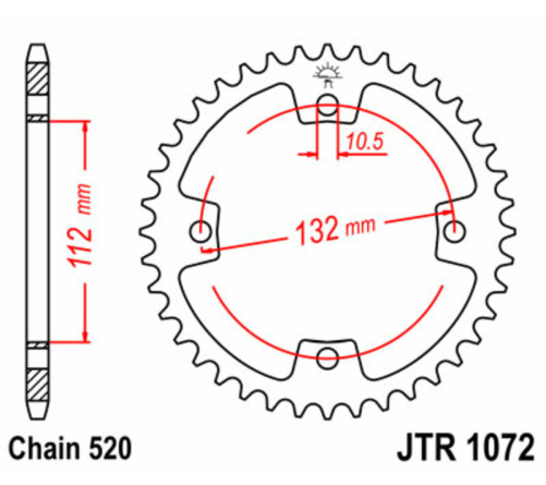 Couronne JT SPROCKETS acier standard 1072 - 520 - 1074865001