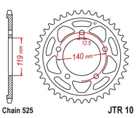 Couronne JT SPROCKETS acier standard 10 - 525