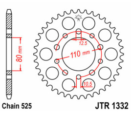 Couronne JT SPROCKETS acier standard 1332 - 525 - 1075499004