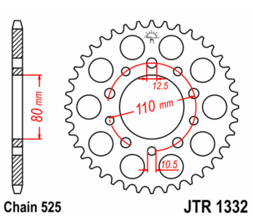 Couronne JT SPROCKETS acier standard 1332 - 525 - 1075499004