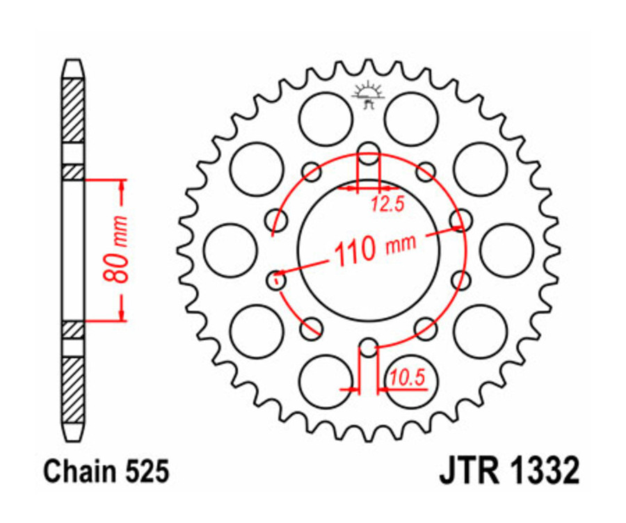 Couronne JT SPROCKETS acier standard 1332 - 525