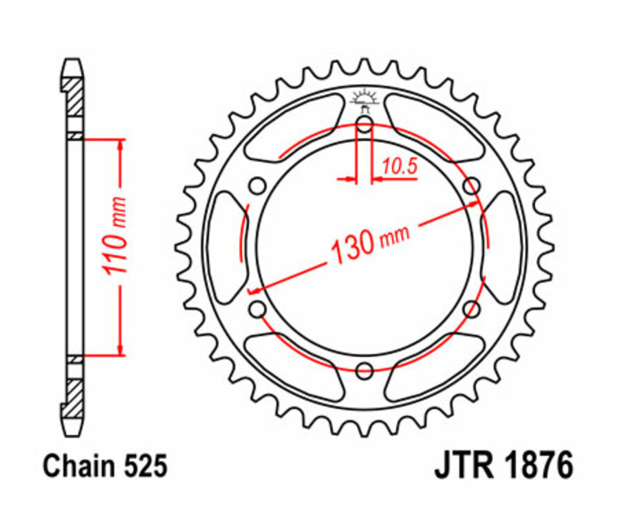 Couronne JT SPROCKETS acier standard 1876 - 525