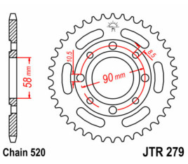 Couronne JT SPROCKETS acier standard 279 - 520 - 1075025005