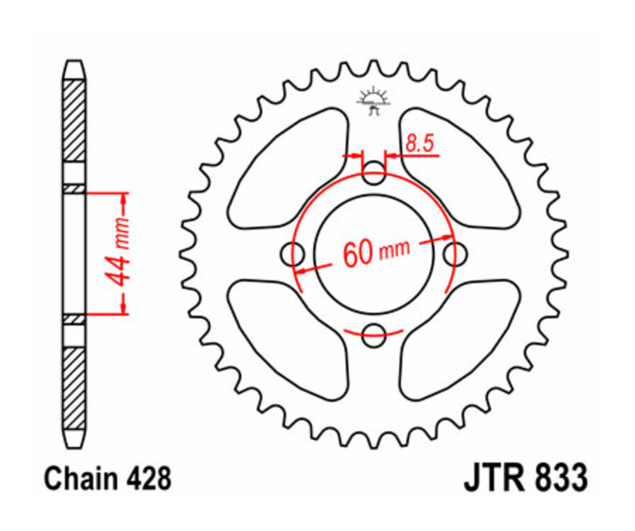 Couronne JT SPROCKETS acier standard 833 - 428