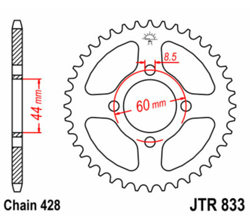 Couronne JT SPROCKETS acier standard 833 - 428 - 1075145002