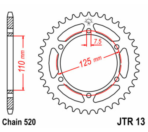 Couronne JT SPROCKETS acier standard 13 - 520 - 1074893002