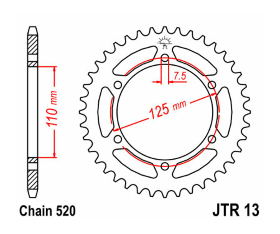 Couronne JT SPROCKETS acier standard 13 - 520