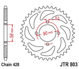 Couronne JT SPROCKETS acier ultra-light anti-boue anodisé dur 803 - 428