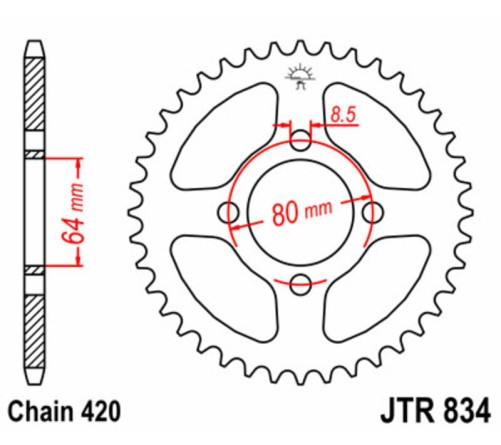 Couronne JT SPROCKETS acier standard 834 - 420 - 1075146003