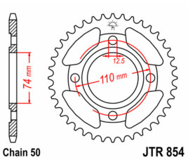 Couronne JT SPROCKETS acier standard 854 - 530 - 1075164001