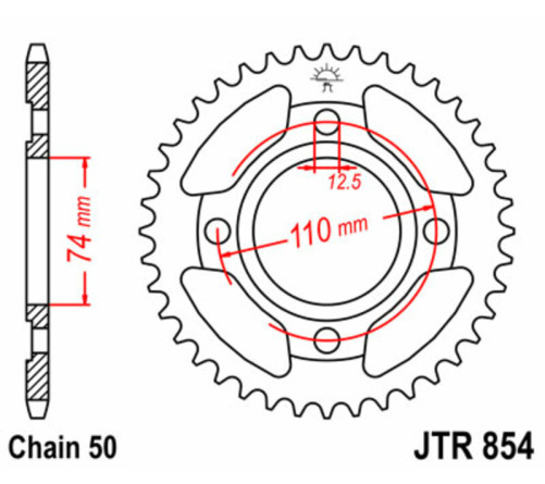 Couronne JT SPROCKETS acier standard 854 - 530 - 1075164001