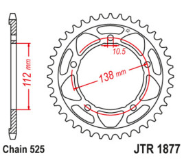 Couronne JT SPROCKETS acier standard 1877 - 525 - 1119318002