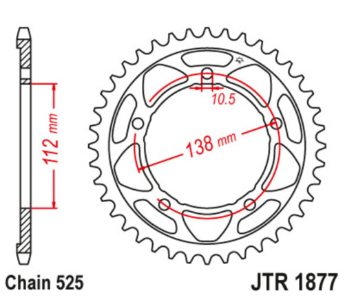 Couronne JT SPROCKETS acier standard 1877 - 525 - 1119318002