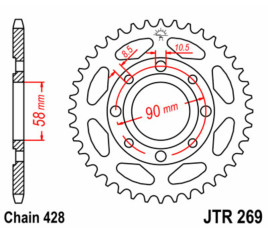 Couronne JT SPROCKETS acier standard 269 - 428 - 1075019011