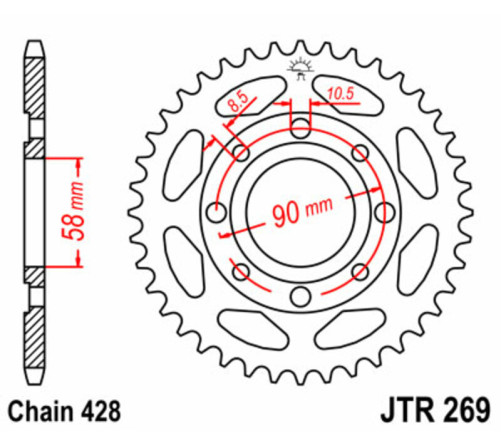 Couronne JT SPROCKETS acier standard 269 - 428 - 1075019011