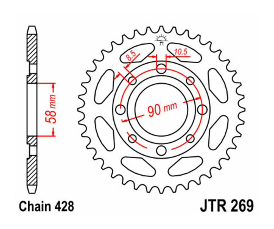 Couronne JT SPROCKETS acier standard 269 - 428