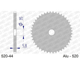 Couronne AFAM aluminium ultra-light anodisé dur 17404 - 520 - 1096618002