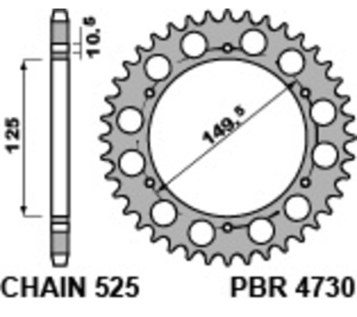 Couronne PBR acier C45 standard 4730 - 525 - 1075399001