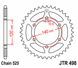 Couronne JT SPROCKETS acier standard 498 - 525 - 1075068001