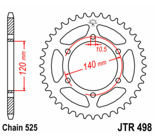 Couronne JT SPROCKETS acier standard 498 - 525 - 1075068001