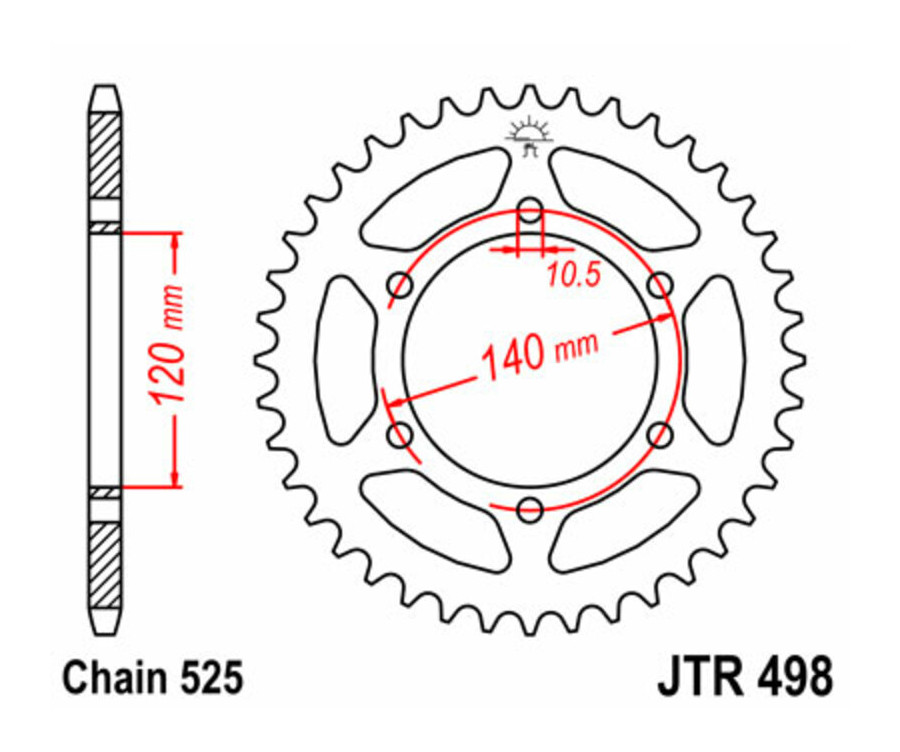 Couronne JT SPROCKETS acier standard 498 - 525