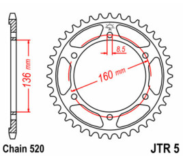 Couronne JT SPROCKETS acier standard 5 - 520 - 1075516008