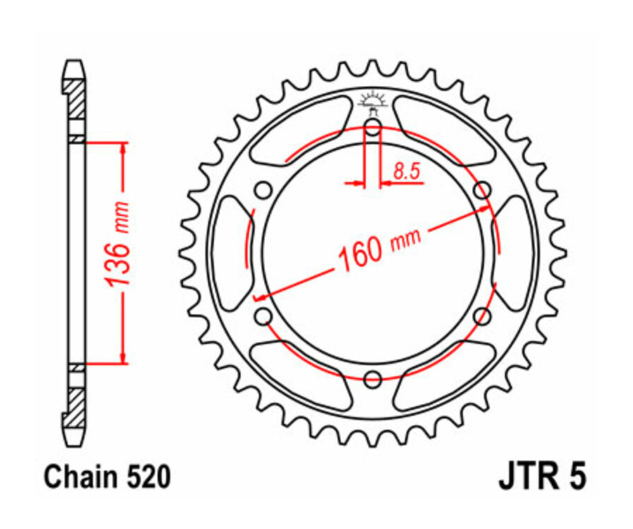 Couronne JT SPROCKETS acier standard 5 - 520