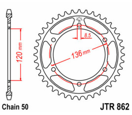 Couronne JT SPROCKETS acier standard 862 - 530 - 1075171001