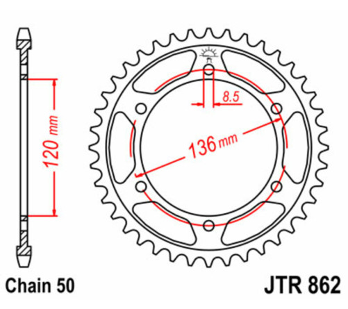 Couronne JT SPROCKETS acier standard 862 - 530 - 1075171001