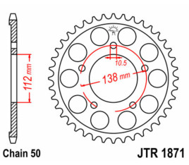 Couronne JT SPROCKETS acier standard 1871 - 530 - 1074966001