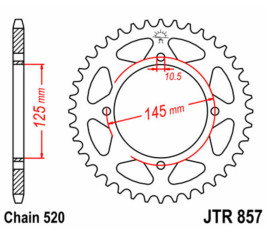 Couronne JT SPROCKETS acier standard 857 - 520 - 1075522006