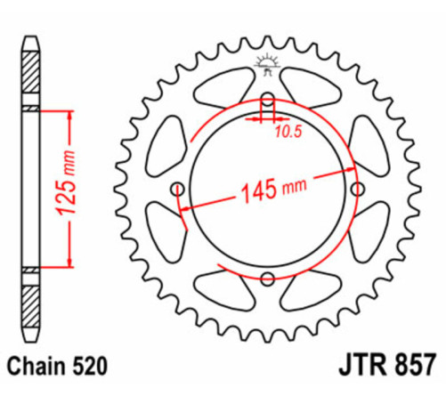 Couronne JT SPROCKETS acier standard 857 - 520 - 1075522006