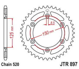 Couronne JT SPROCKETS acier standard 897 - 520 - 1075486001