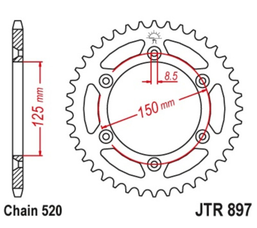 Couronne JT SPROCKETS acier standard 897 - 520 - 1075486001