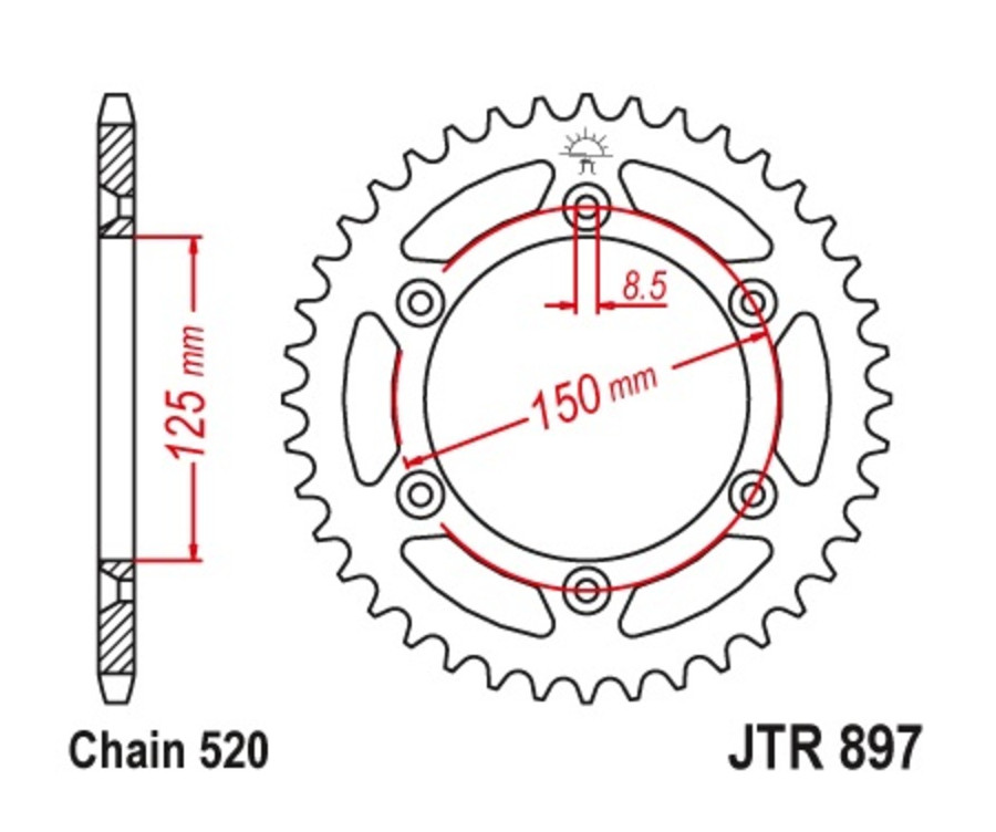 Couronne JT SPROCKETS acier standard 897 - 520