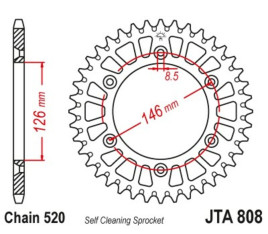 Couronne JT SPROCKETS aluminium ultra-light anti-boue 808 - 520 - 1096576003