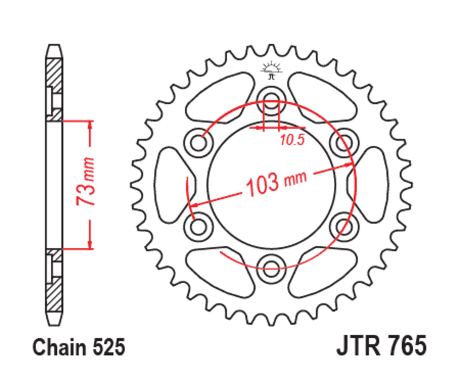 Couronne JT SPROCKETS acier standard 765 - 525