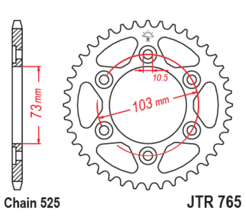 Couronne JT SPROCKETS acier standard 765 - 525 - 1126653002