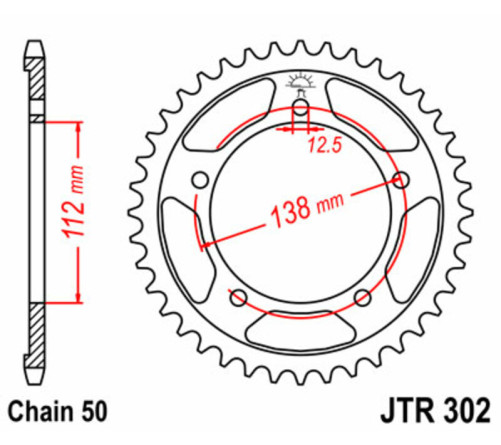 Couronne JT SPROCKETS acier standard 302 - 530 - 1075510001