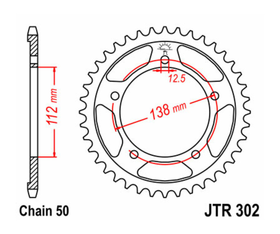 Couronne JT SPROCKETS acier standard 302 - 530