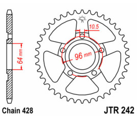 Couronne JT SPROCKETS acier standard 242 - 428 - 1075000001