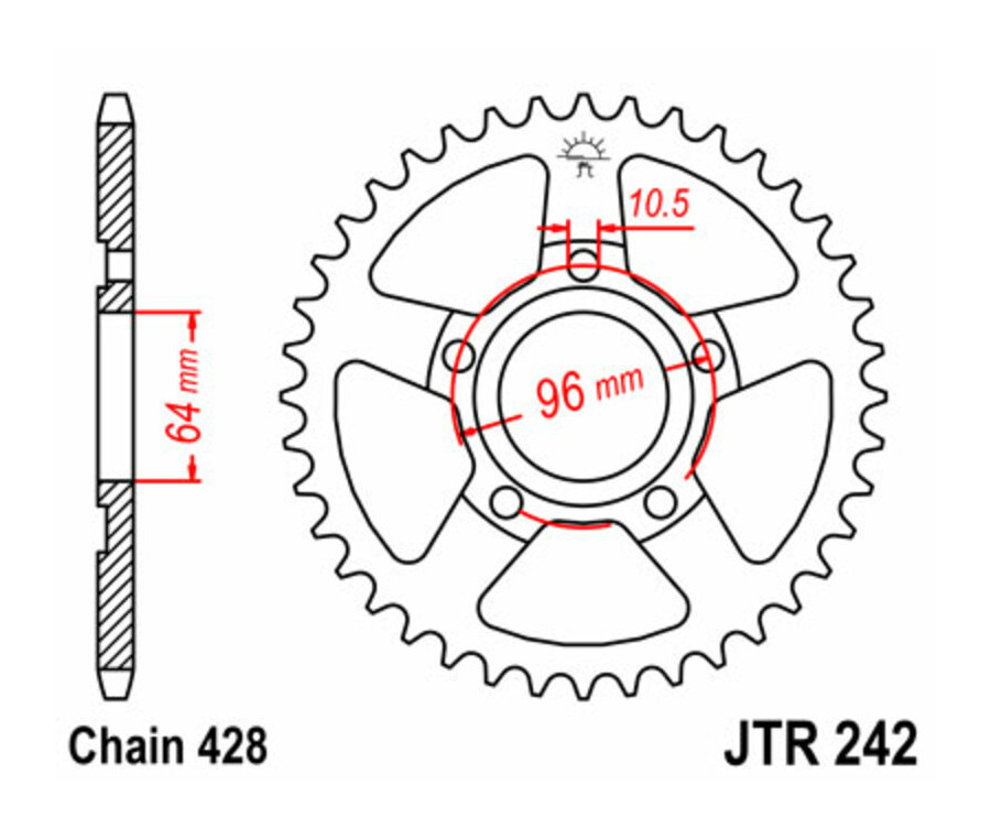 Couronne JT SPROCKETS acier standard 242 - 428