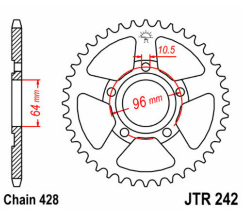 Couronne JT SPROCKETS acier standard 242 - 428 - 1075000001