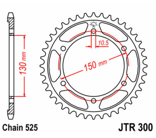 Couronne JT SPROCKETS acier standard 300 - 525 - 1075509003