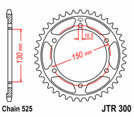 Couronne JT SPROCKETS acier standard 300 - 525 - 1075509006