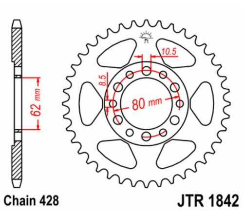 Couronne JT SPROCKETS acier standard 1842 - 428 - 1074957008