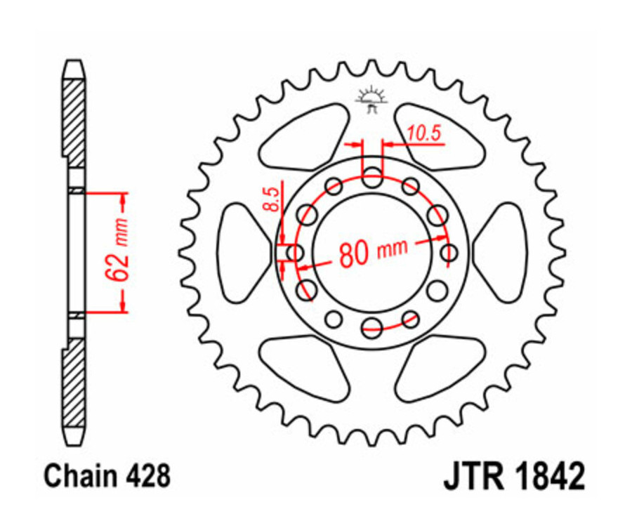 Couronne JT SPROCKETS acier standard 1842 - 428